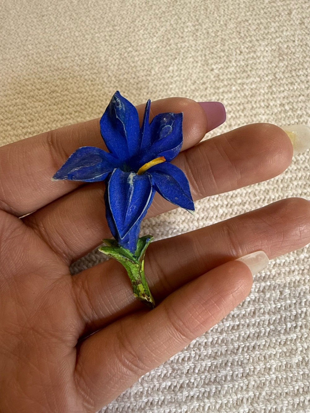 Vintage hand-painted celluloid flower brooch